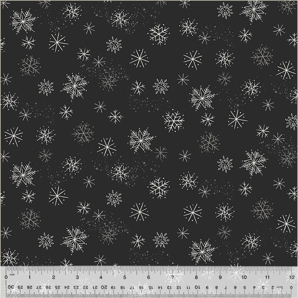 Whistler Studio ASPEN Snowflakes Coal 54045-1 | SOLD BY THE HALF-YARD